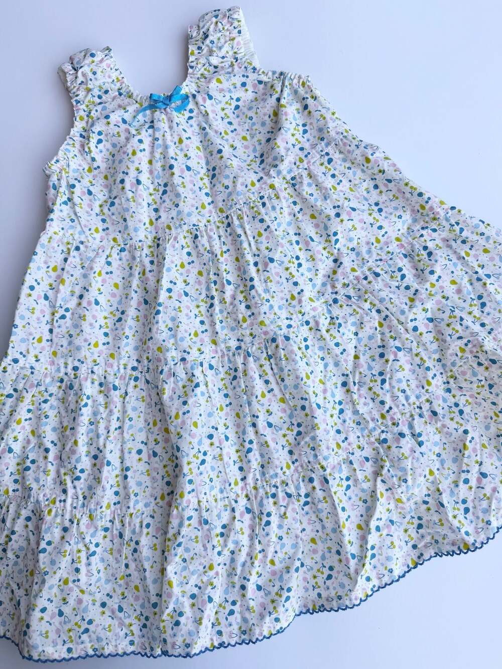 Piccalilly Girls 100% Organic Cotton Floral Fruit Tiered Sundress